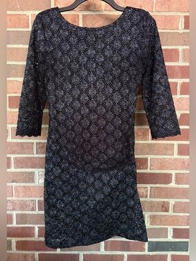 Ronni Nicole black and silver glitter dress size 6